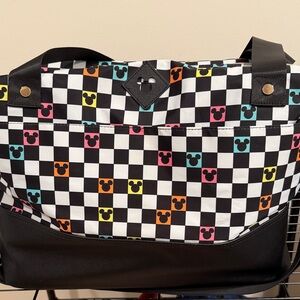 Disney-Checkerboard Tote with Multicolor Mickey Heads